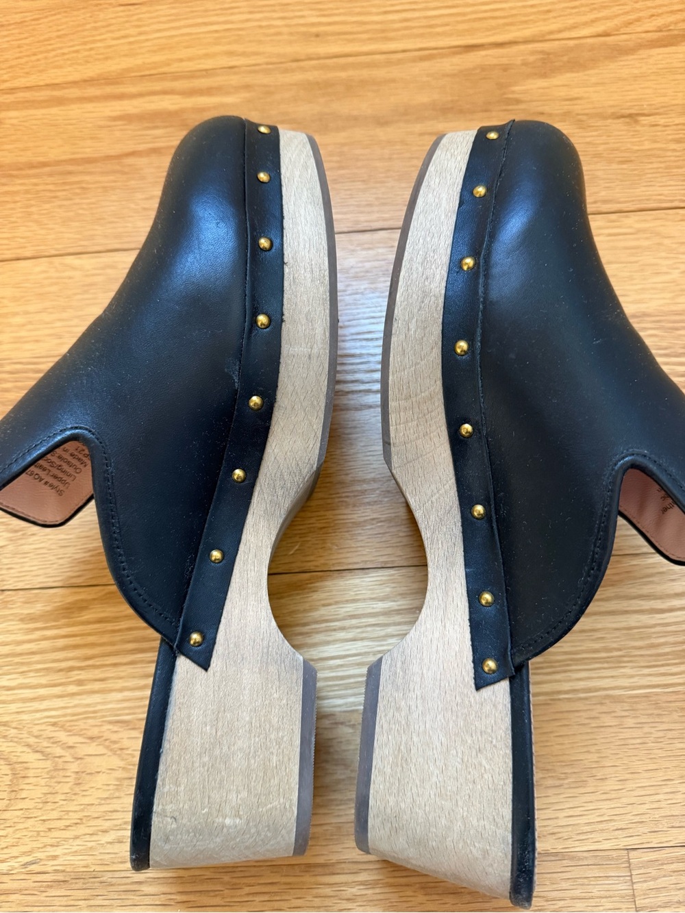 J CREW Black Leather Studded Clog Mules Size 11 EUC Perfect!